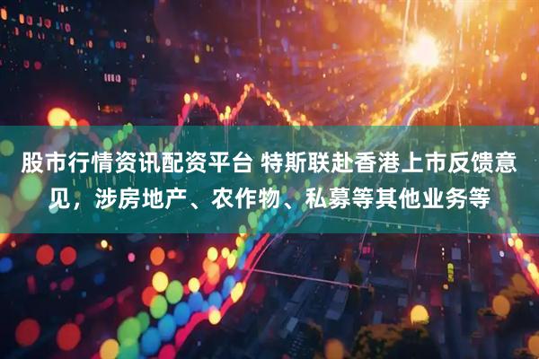 股市行情资讯配资平台 特斯联赴香港上市反馈意见，涉房地产、农作物、私募等其他业务等