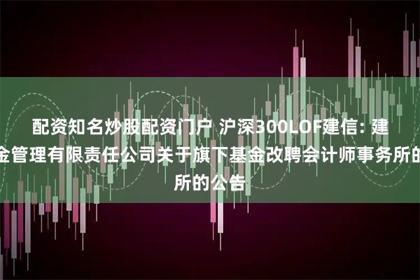 配资知名炒股配资门户 沪深300LOF建信: 建信基金管理有限责任公司关于旗下基金改聘会计师事务所的公告